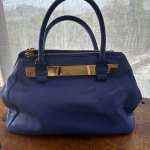 Vince Camuto Bright Blue Pebble Leather Satchel